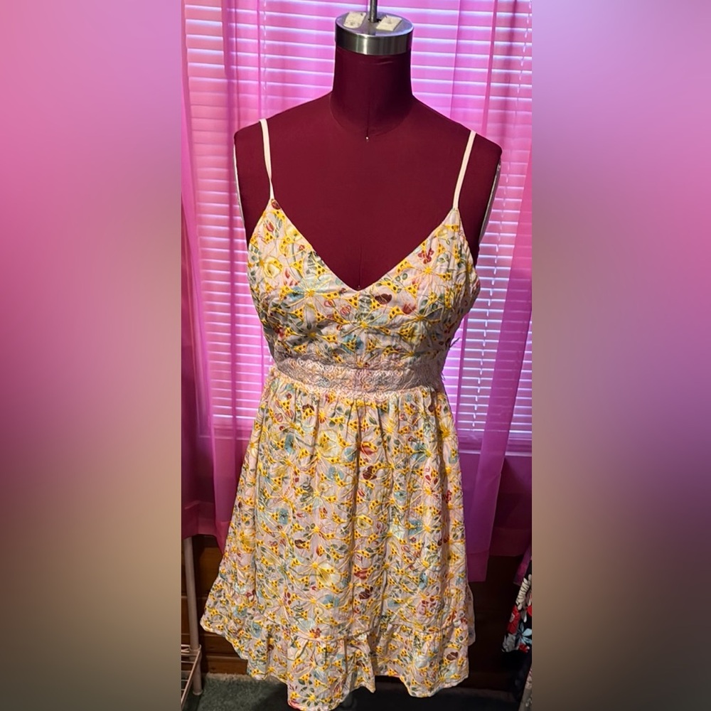 POL NWT XS PINK Floral EYELET Spaghetti Strap Dress